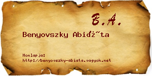 Benyovszky Abiáta névjegykártya
